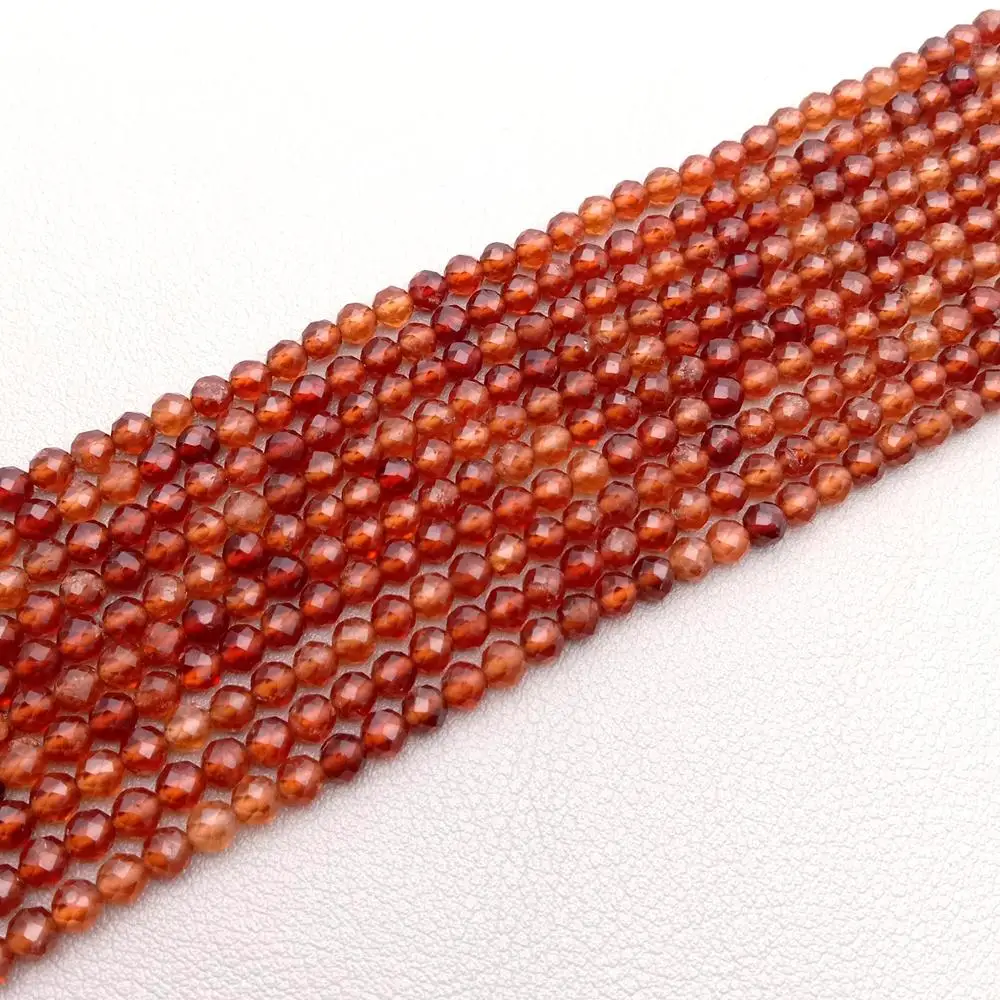 5 Strands Micro Faceted Natural spessartine garnet Beads 4mm Faceted Small Real Gemstone 15