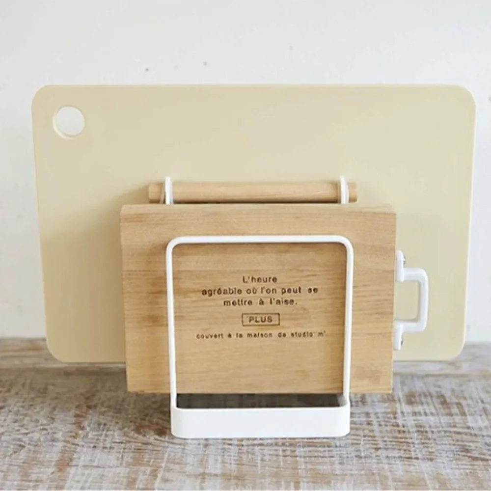 

Multi Layer Cutting Board Rack Metal Stable Chopping Board Organizer Vertical Space Saving Pot Lid Rack Shelf for Countertop