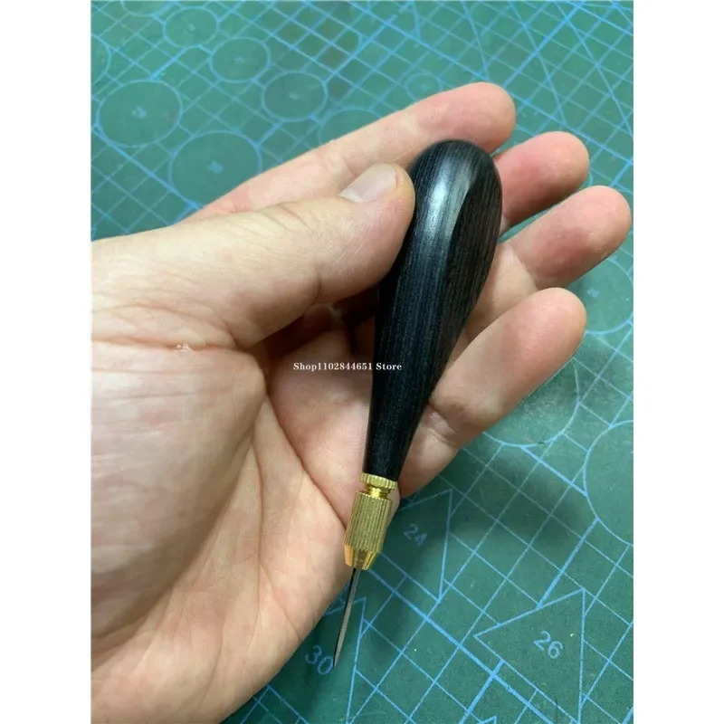 Picture 6: Leather Tool Awl Solid Wood Handle Convertible Head Six Edge/French/round/olive Cone Handmade DIY Purse Belt Punch Sewing Tool