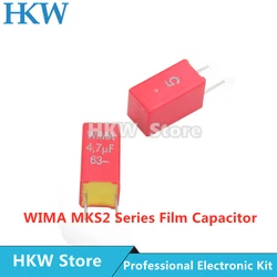 5pcs Original WIMA 4.7UF 63V RED MKS2 5MM Film Capacitor Hi-Fi Audio Capacitors 63V 4.7UF 475  4.7UF63V