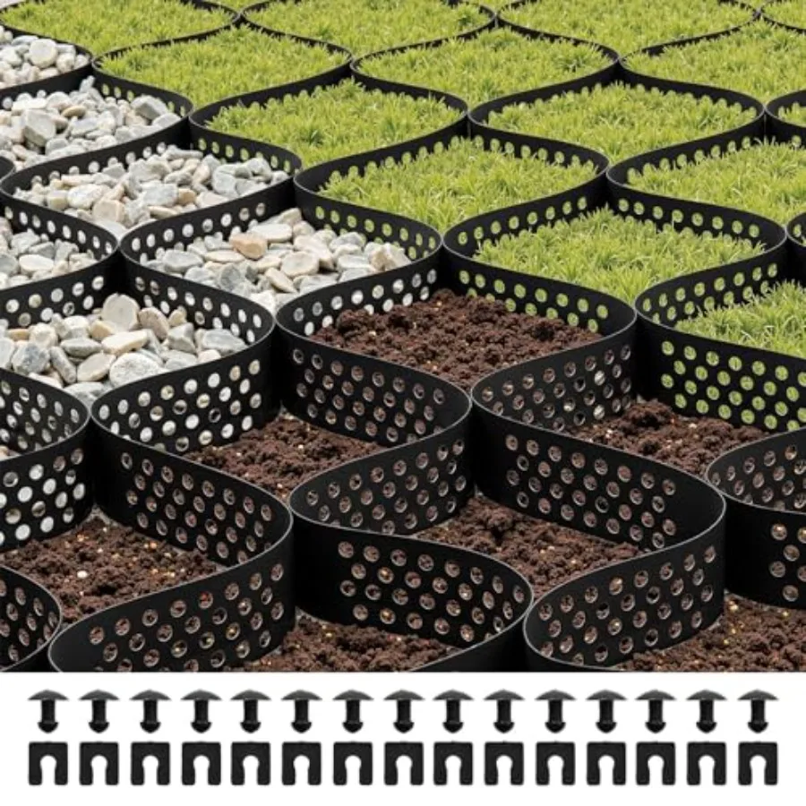 

Gravel Grid 3 Inch Depth 17.06 x 8.86 FT 5200 x 2700 mm 1880 LBS Per Sq ft Grass Ground Retainer Permeable Geo Grids Driveway