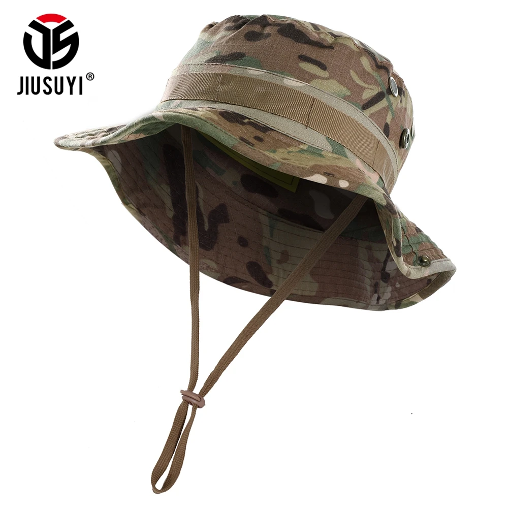 Camouflage Boonie Hat Tactical Bucket Hats Panama Summer Sun Protection Caps Outdoor Sports Hiking Fishing Hunting Climbing Cap