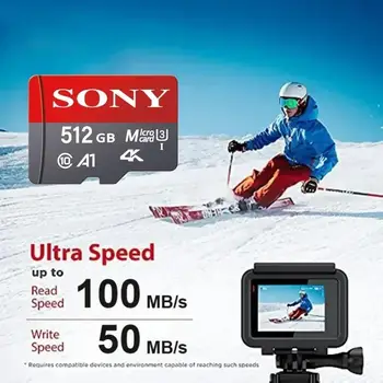 Paměťová karta Sony TF 1TB vysokorychlostní micro SD karta 128GB 1TB 512GB 256GB A2 U3 V30 SD TF flash karty pro telefon Xiaomi počítač 6 nejlepší prodej 512GB micro SD karta - №3