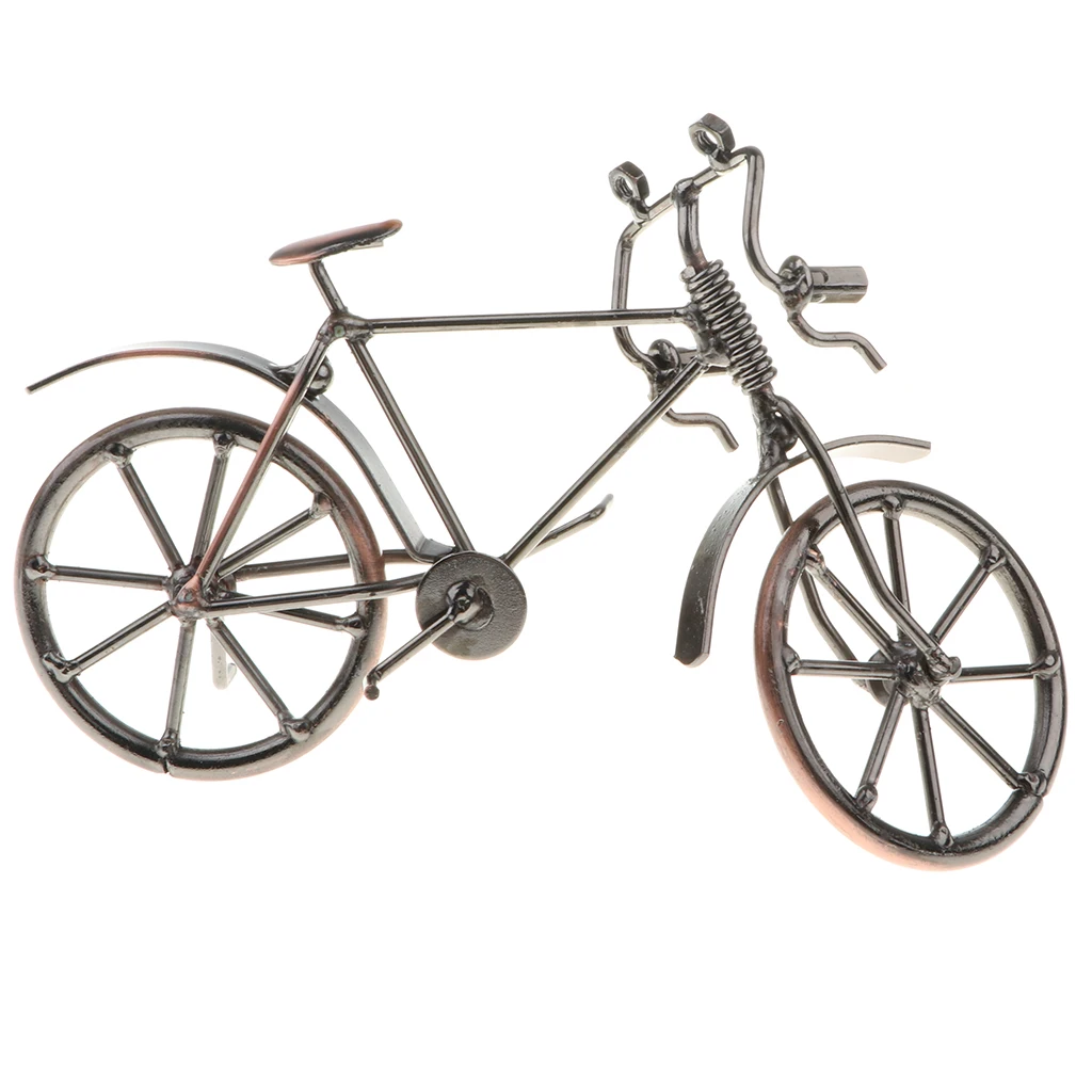 Rustic Copper Tone Vintage Bike Sculpture Iron Replica Bicycle Toy Diecast Model Home Decor Collectible Gift
