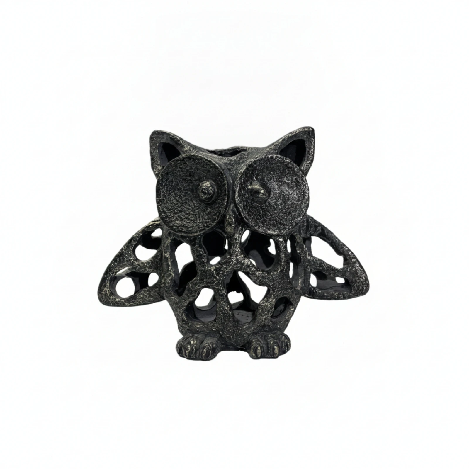 Resin Owl Statue Hollow-Carved Owl Figurine Openwork Tabletop for Bookshelf, Desk