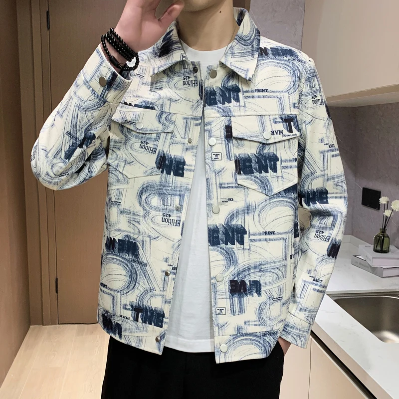 men's Single breasted buckle sports short jacket 2025 new spring and autumn men's windproof jacket casual Flip collar jacket
