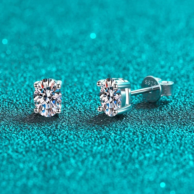 Imagem -03 - Neetim Quilates Oval d Cor Moissanite Brincos para Mulher 925 Prata Esterlina Espumante Diamante Brinco Jóias de Casamento