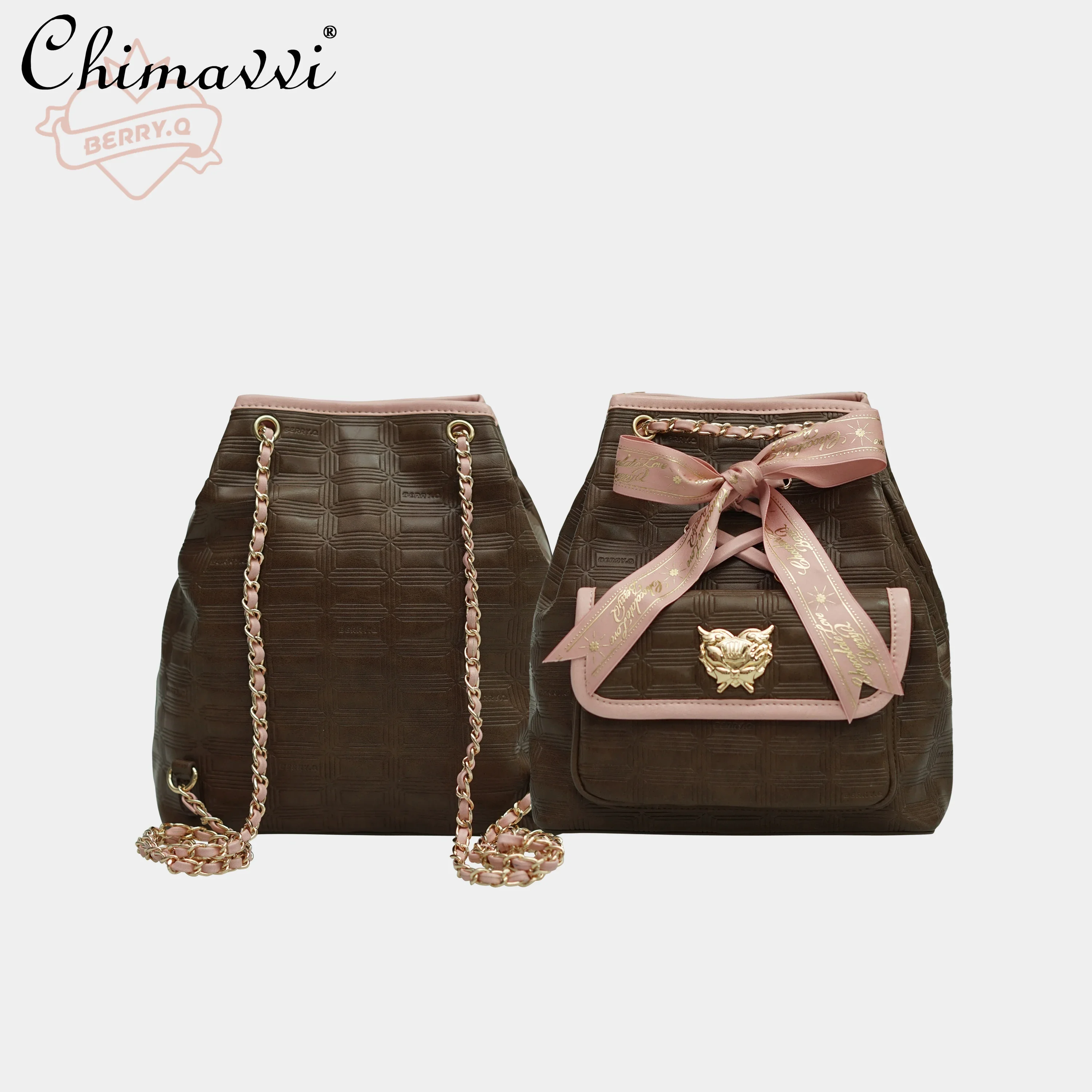 Autumn and Winter New Sweet Chocolate Underarm Bag Female Portable Messenger Bags Girls Womens Cute Shoulder Bags Chain Backpack