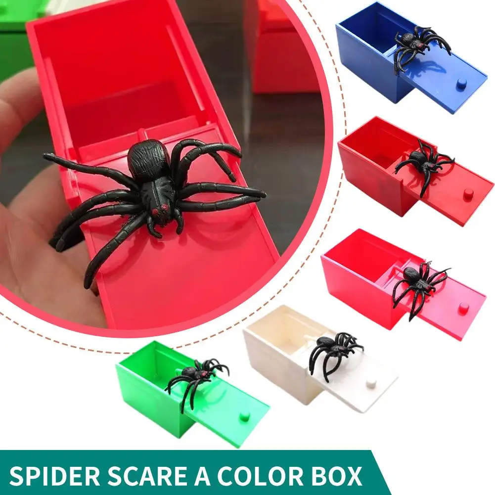 1pc Prank Spider Scare Box Rubber Fake Spider Hidden Halloween Joke In Trick Scarebox Gift Toys Toy Funny M6x7