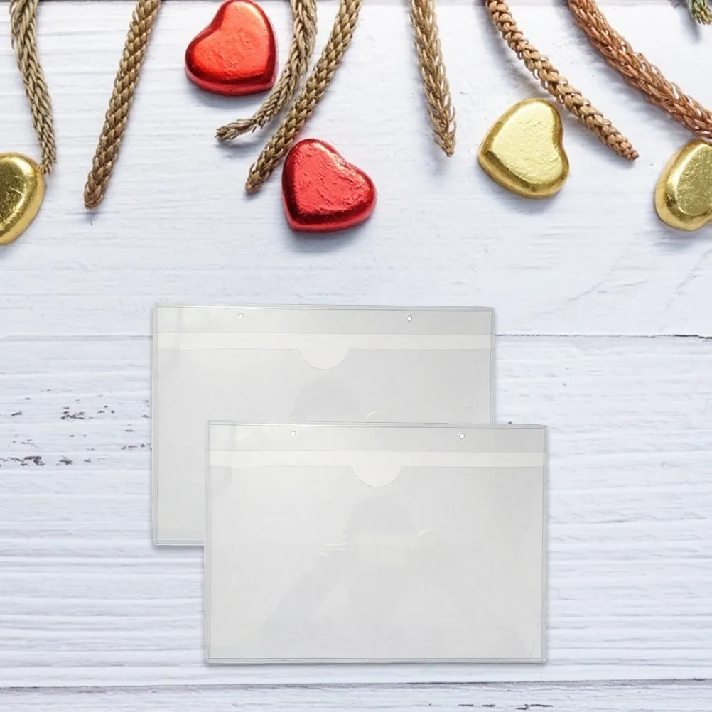 

20Pcs Label Bags Self-Adhesive PVC Card Pockets Clear Plastic Business Card Holder Office School Home Organizer
