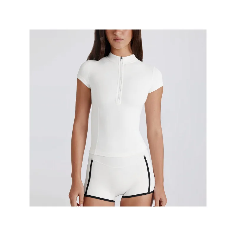 

Футболка с коротким рукавом на молнии - дышащая, влагоотводящая, облегающая, подходит для активного отдыха