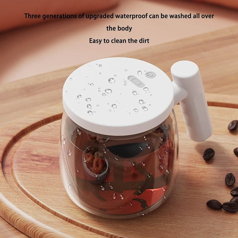 Selbstrührende Kaffeetasse aus Glas, selbstrührende Reise-Kaffeetasse, 400 ml, USB-Aufladung, Rührbecher zum Mischen von Kaffee und Milch