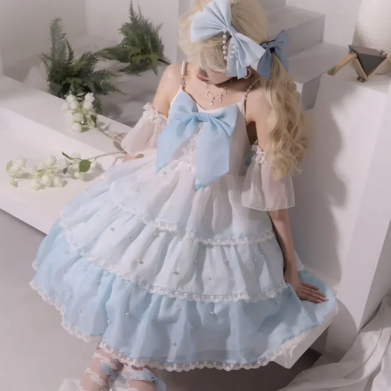 Coalfell Lolita Dress Little Sea Demon Gradient JSK Fairy Versatile Lolital Cute Strawberry Lolita  Платье В Корейком Стиле