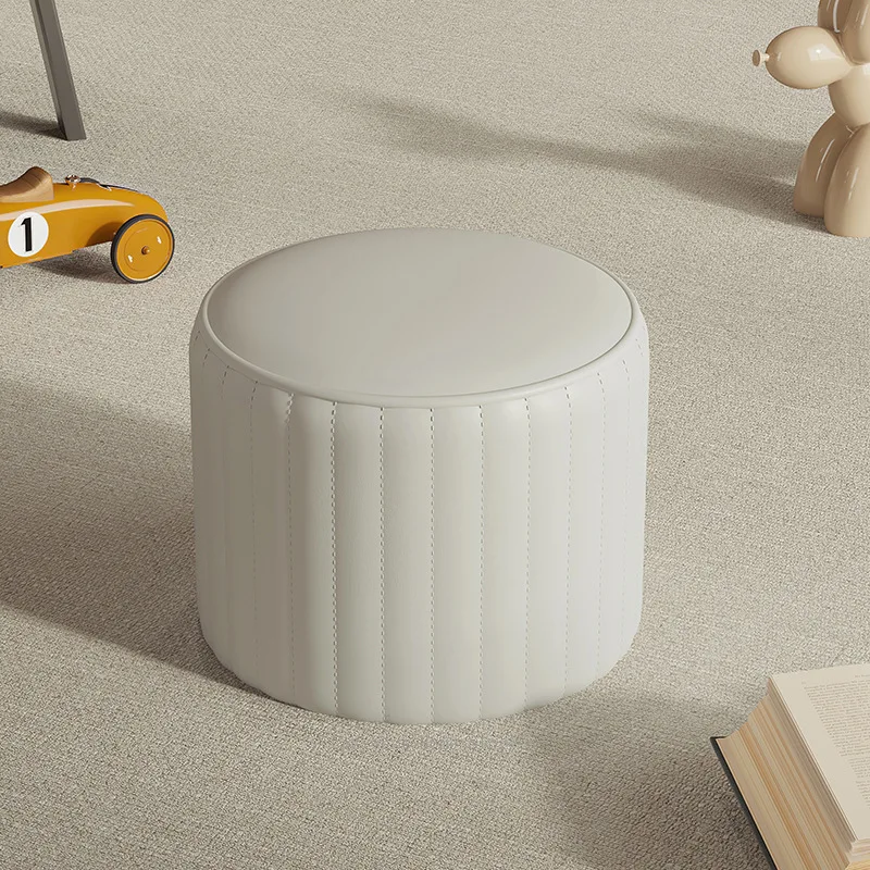 Cute Low Stool with Cushion, Round Seat for Children & Living Room, Shoe Changing Bench & Extra Guest Seat