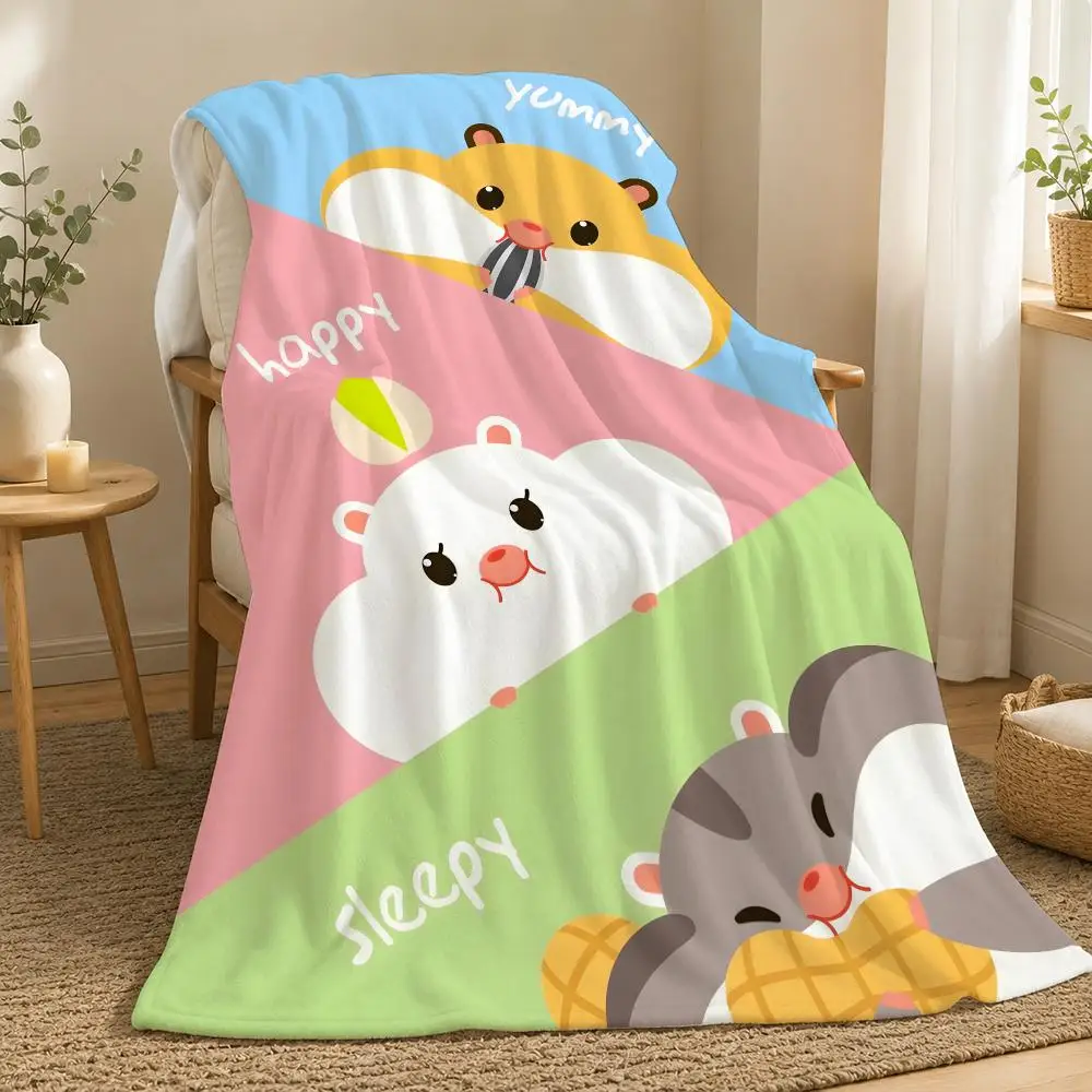 cute Hamster Throw 240g flannel blanket, suitable for sofas, beds, offices,  exquisite gift blankets