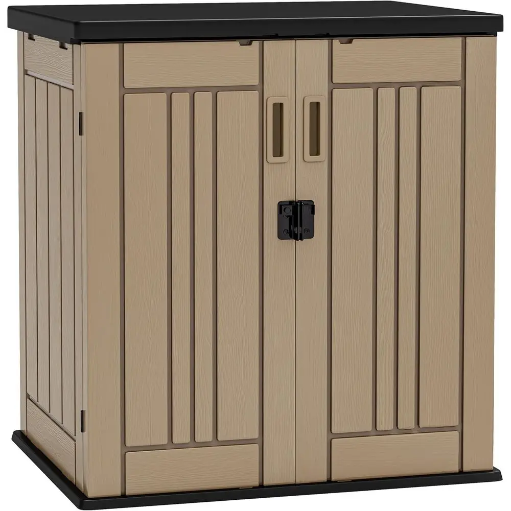 

Weatherproof Horizontal Storage Cabinet with 2 Shelves, Lockable, 15 Cubic Feet Capacity, Suitable for Patio, Garden, Yard, Brow