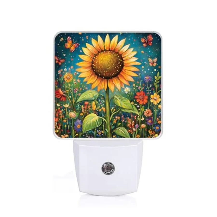Sunflower Night Light, Butterfly Night Lights Plug into Wall, Led Lamp for Stairway/Hallway/Bedroom 0.5W Nightlight Sleep Frien