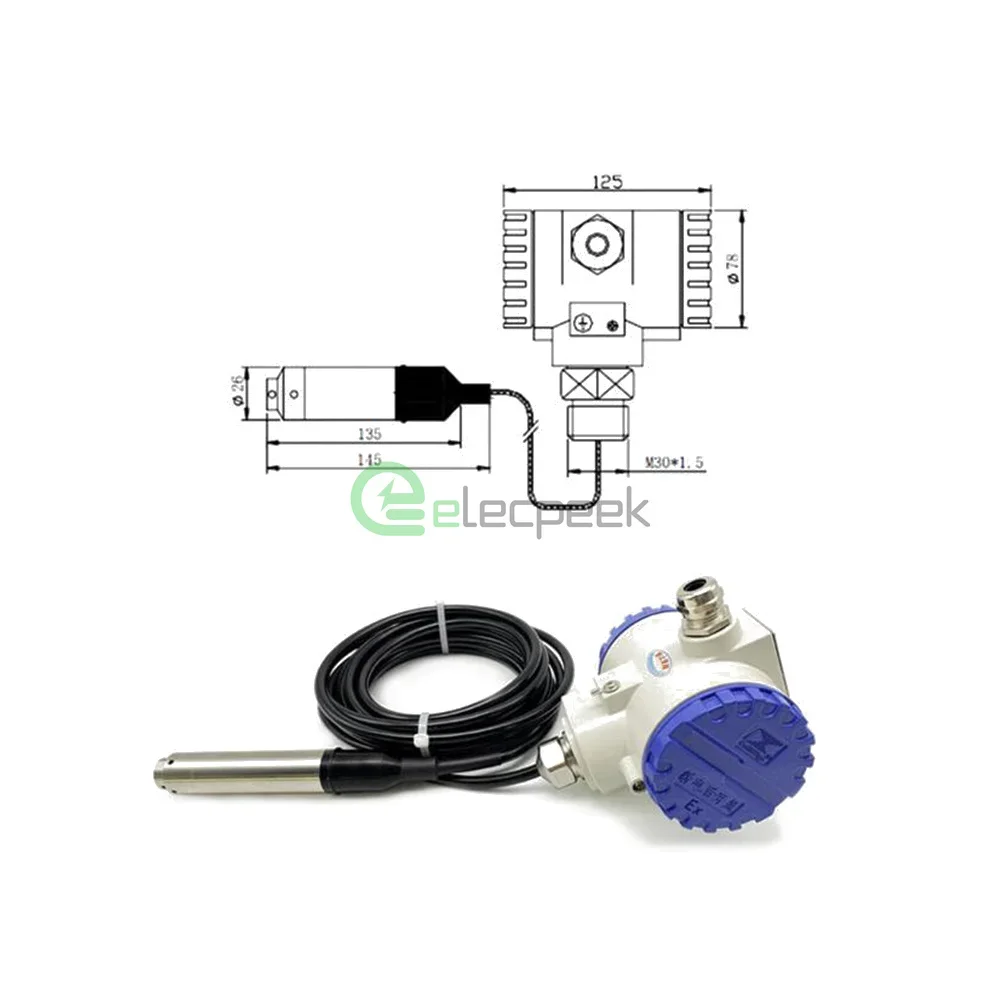 Hoge stabiliteit Ip68 hydrostatisch type dompelbare watertank niveau-indicatorsensor