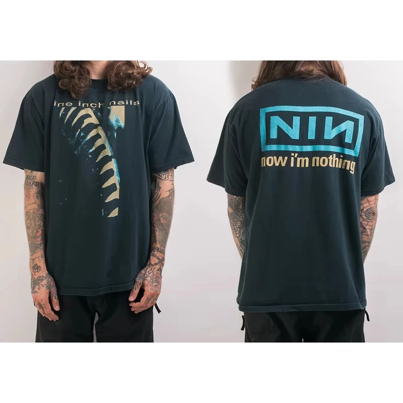 Now I'm Nothing NIN NINE INCH NAILS Band T-Shirt Cotton Graphic Tee Men Women Summer Streetwear