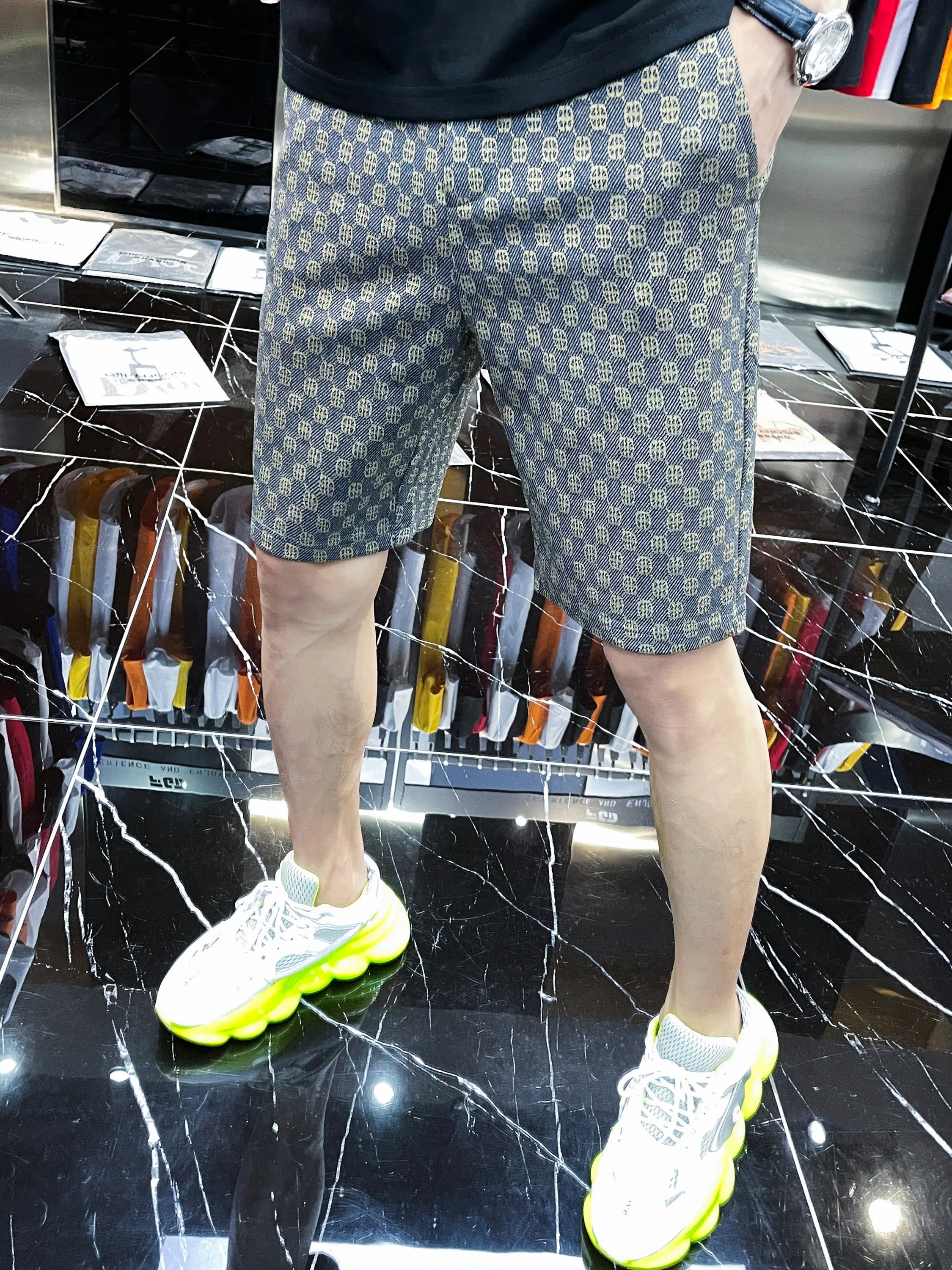 

Мужские повседневные пляжные шорты-бриджи длиной до колена, летние, новая модная верхняя одежда, европейский элитный бренд, молодежные, прямого кроя