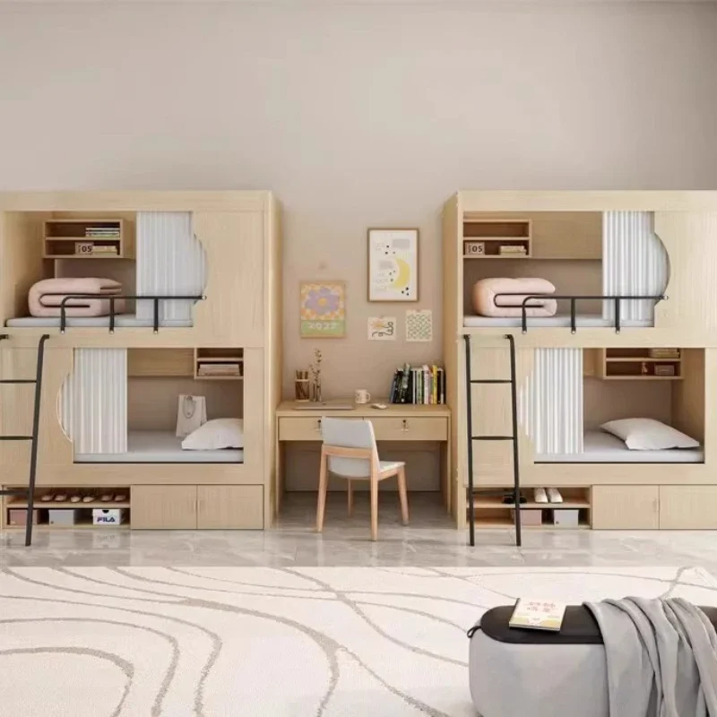 Staff dormitory school bunk double adult space capsule wrought iron bed small apartment