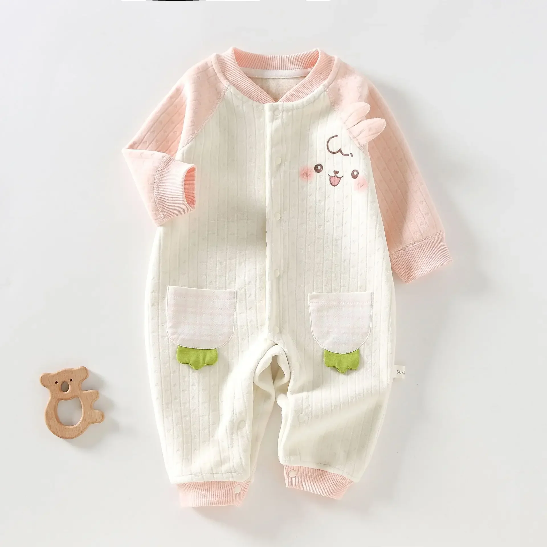 

Somenie Baby Onesie Clothes Unisex Baby Cute Rabbit Print Baby One-piece Jumpsuit Pajamas Autumn and Winter Models Warm