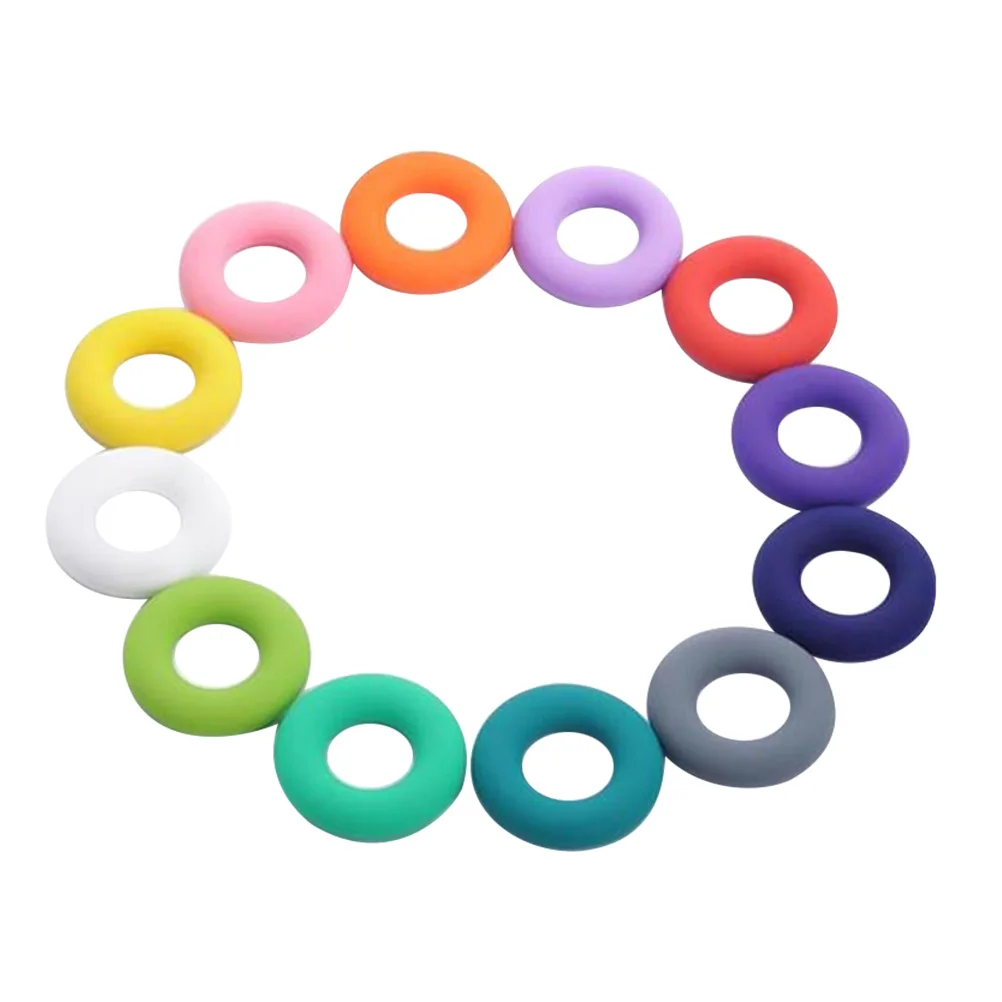 

19Pcs Silicone Baby Molar Ring Nontoxic Teething Necklace Pendant for Kids Oral Stimulation Random Color Teething Circle