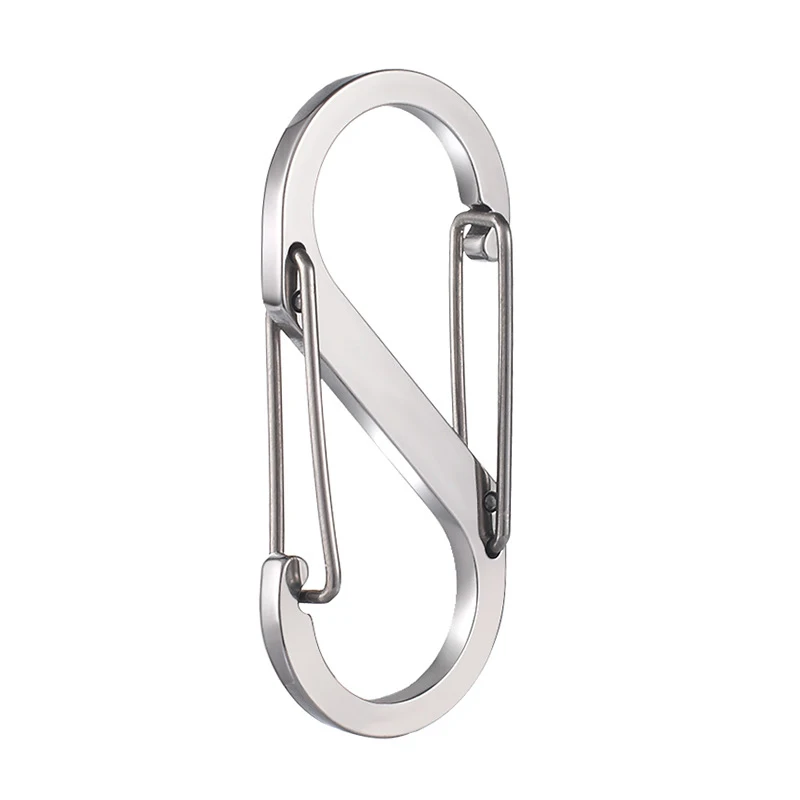 5Pcs S Type Stainless Steel Carabiner With Lock Mini Keychain Hook Anti-Theft Outdoor Camping Backpack Buckle Key-Lock Tool