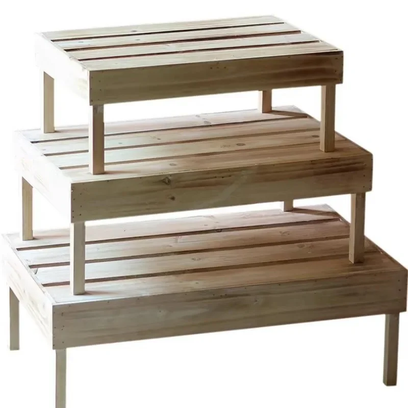 Retro solid wood balcony succulent flower pot storage rack multi-layer shelf garden garden decoration ornament