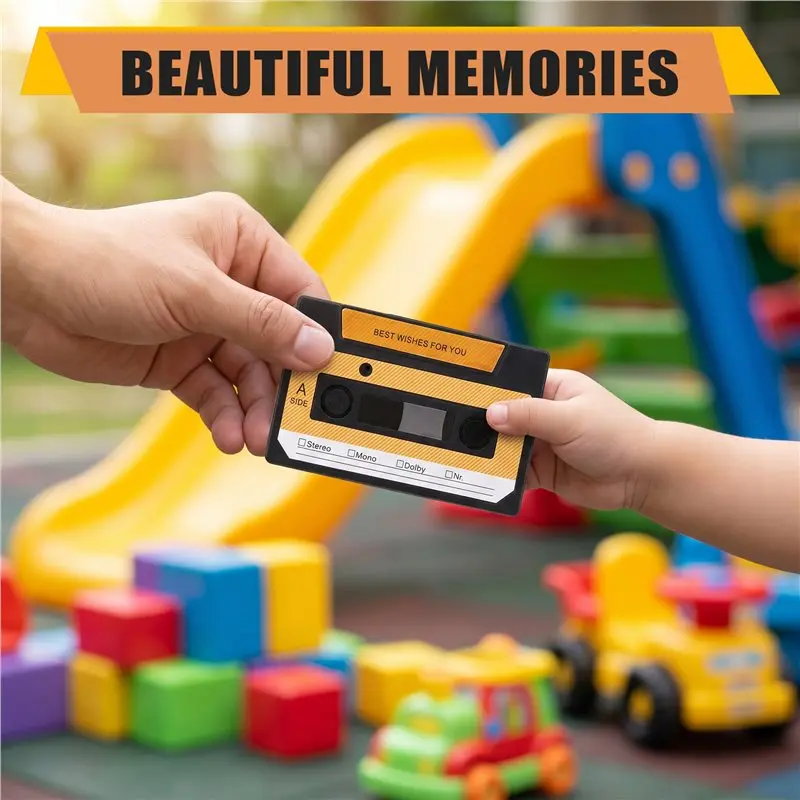DTEN-Cassette Tape Record Retro Recording Cassette Tape Rechargeable For Greeting Cards And Gifts With Audio Messages