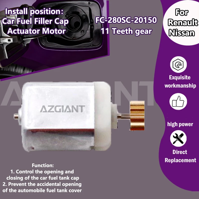 

AZGIANT FC-280SC-20150 Car Fuel Tank Cap Lock motor For Nissan Qashqai J11/Renault Grand Modus Captur Latitude L70 Fluence L38