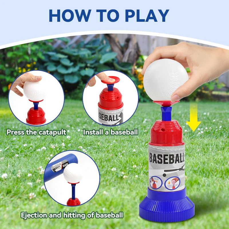 Juegos de pelota de béisbol para niños de más de 3 años, máquina de lanzamiento automática ajustable, juegos de juguetes para niños, regalo de juguetes al aire libre