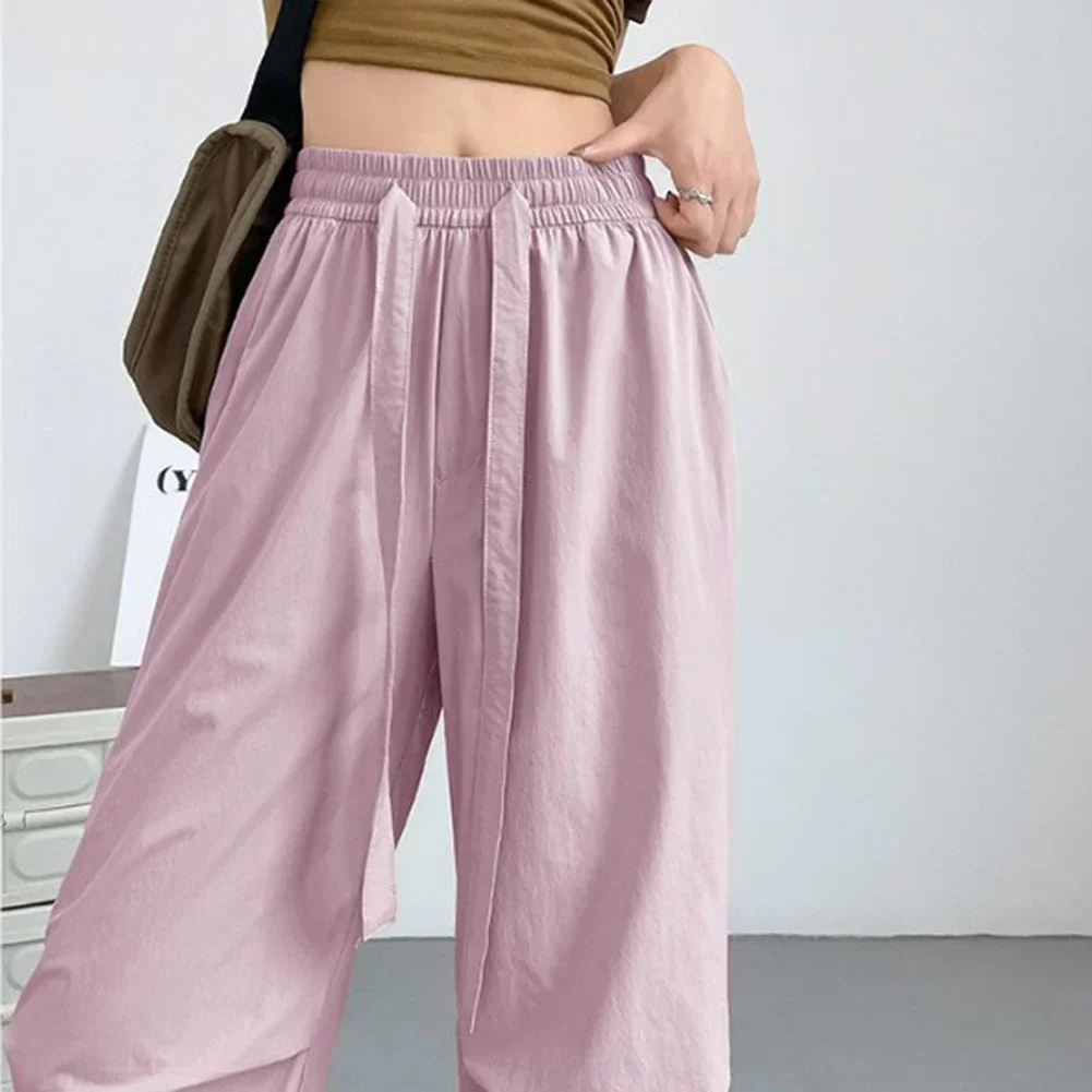 Apricot High Waist Pants Casual Womens Pants Paratrooper Design Polyester Fabric Solid Color Pattern All Seasons Wear
