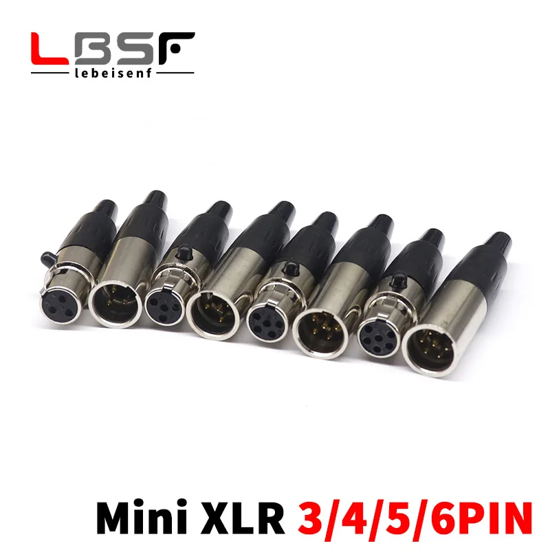 3/4/5/6pin Mini XLR Aviation Connector, Female Socket, Zinc Alloy+copper pins , for MIC Microphone Audio Video Connecting