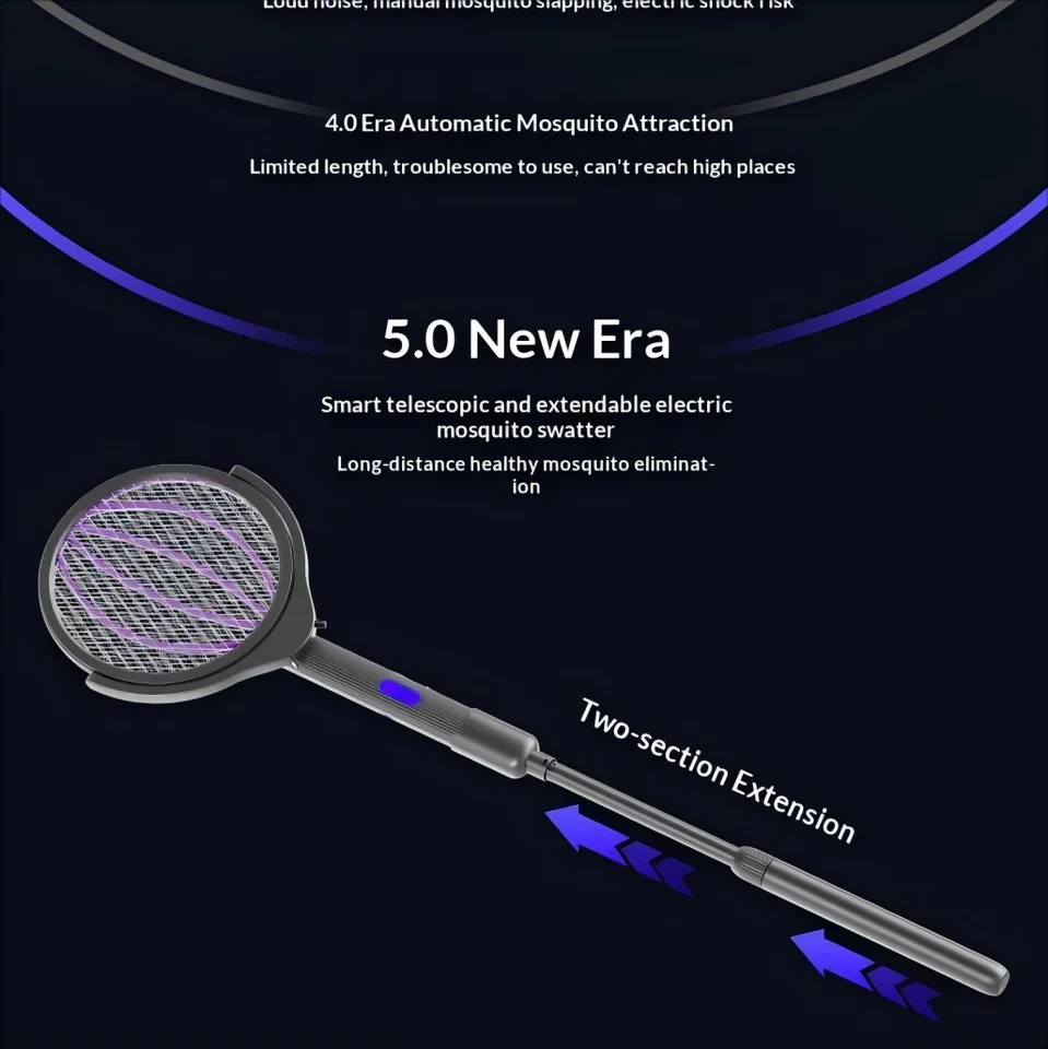 HOMEFISHNew four in one retractable electric mosquito swatter USB rechargeable automatic mosquito trap outdoor mosquito killer l - Detail Angle #04