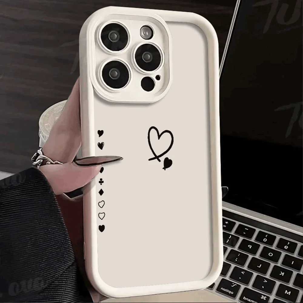 

Black Heart phone case for iPhone 16 15 14 13 12 11 Pro/ Max/Plus shock-proof rear cover anti-fingerprint