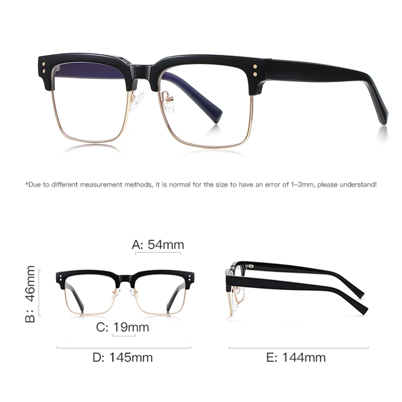 VCKA Anti-Blue Light Myopia Glasses Frame Business Square Photochromic Women Men Prescription Optics Eyewear -0.50 to -10