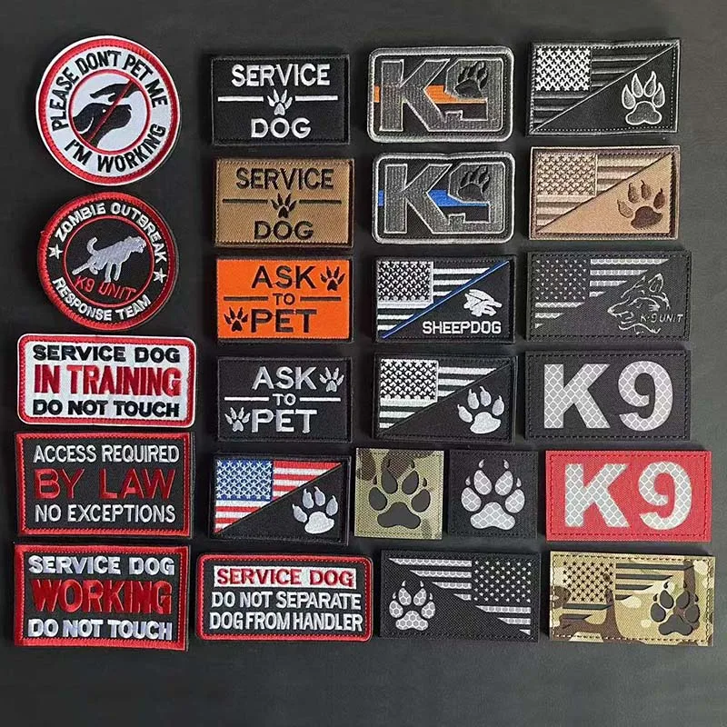 SERVICE-HUND IN TRAINING NICHT TOUCH, K9-EINHEIT, taktische Emblem-Applikation, Stickerei-Patches, Militär-Abzeichen für Kleidung, Rucksack