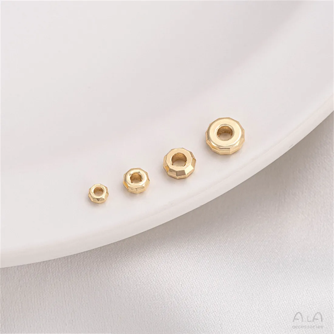 

14K Gold Cut Diamond Bead Wheel Spacer, Handmade Beaded DIY Accessories, Handmade Materials, C385