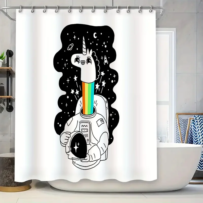 

Space Galaxy Astronaut Shower Curtain Stars Nebula Universe Home Decor Bathroom Set Vintage Pattern Tapestry Washable Liner