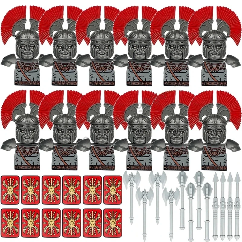 Mittelalterliche Europa-Militärfiguren Bausteine Römische Krieger Soldaten Burg Ritter Königliche Garde König Skelett Legion Bausteine – Detail 14
