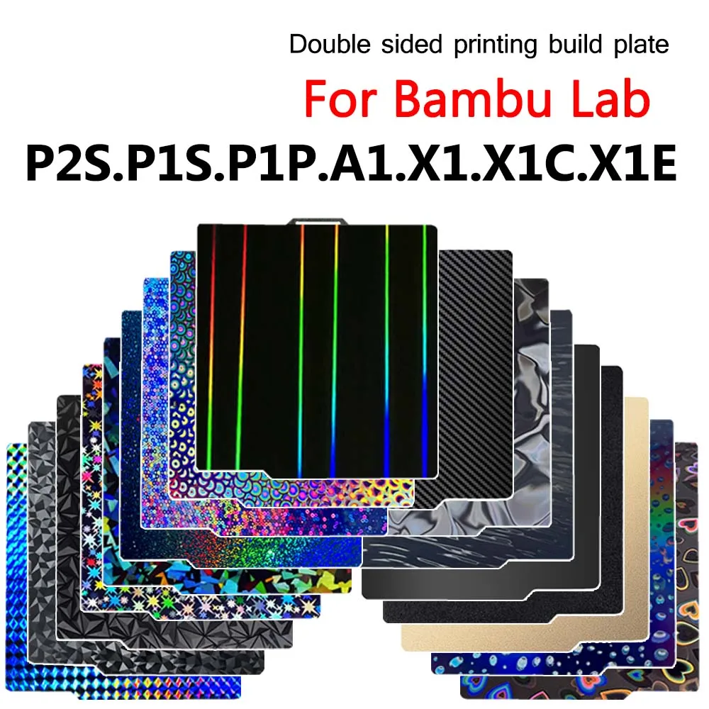 

For Bambu Lab P2S P1S P1P A1 X1 X1C Spring Steel Sheet PEI Double Sided 3D Print For Bambulab P2S X1 Carbon Heat Bed Accessories
