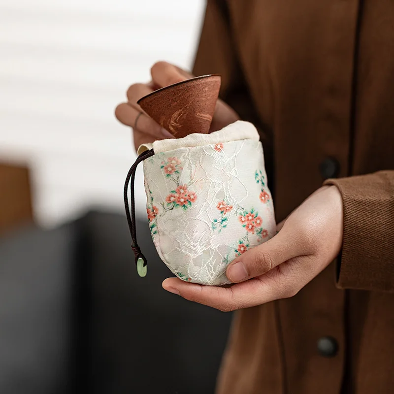 Chinese Style Jewelry Pouch Tea Bag Zen Fabric Wenwan Bag Tea Cup Master Cup Storage Bag Tea Accessory