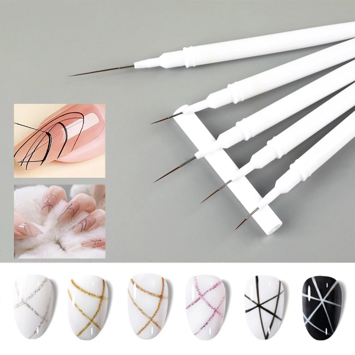 

6/9/11/15/23MM Nail Liner Brush Set Handle Nail Art Pen Brush Drawing Lines Stripe Painting Flower Pen Nail Art Manicure Tools