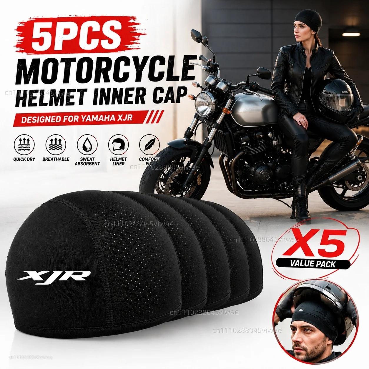 

5pcs Motorcycle Helmet Inner Cap Hat Quick Dry Breathable Hat Racing Cap Cooling Beanie For YAMAHA XJR1200 XJR1300 XJR 1200 1300