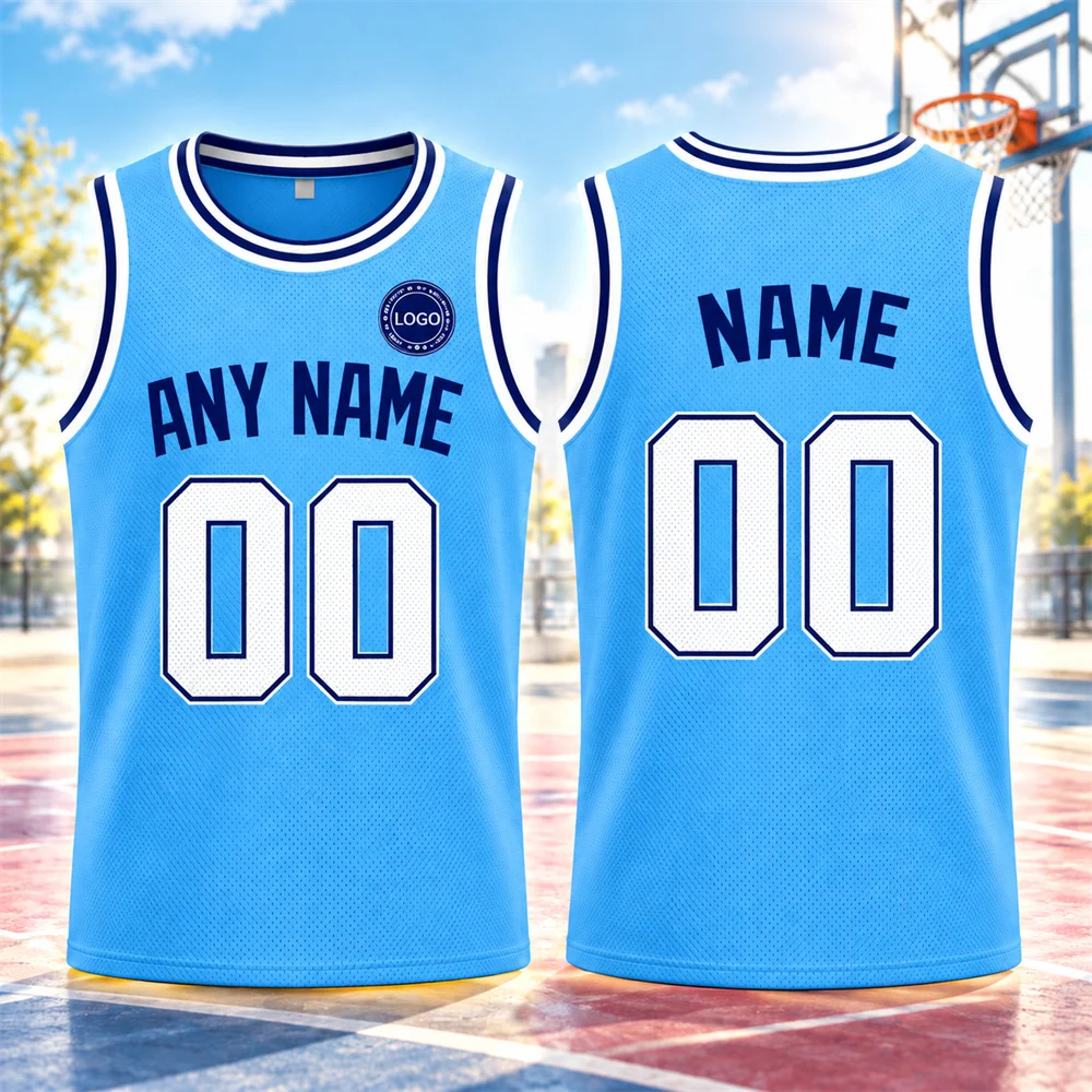 Mens Custom Basketball Tank Top Logo Name and Number Simple College Style Striped Breathable Basketball Vest for Team Training
