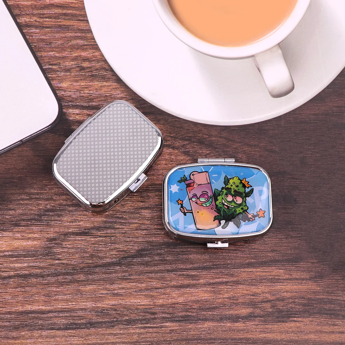 مضحك الكرتون الحيوان حبة صندوق مقسمة معدن مربع حبة صندوق السفر المحمولة الفاصل الطب حالة صغيرة حبة الحاويات صندوق