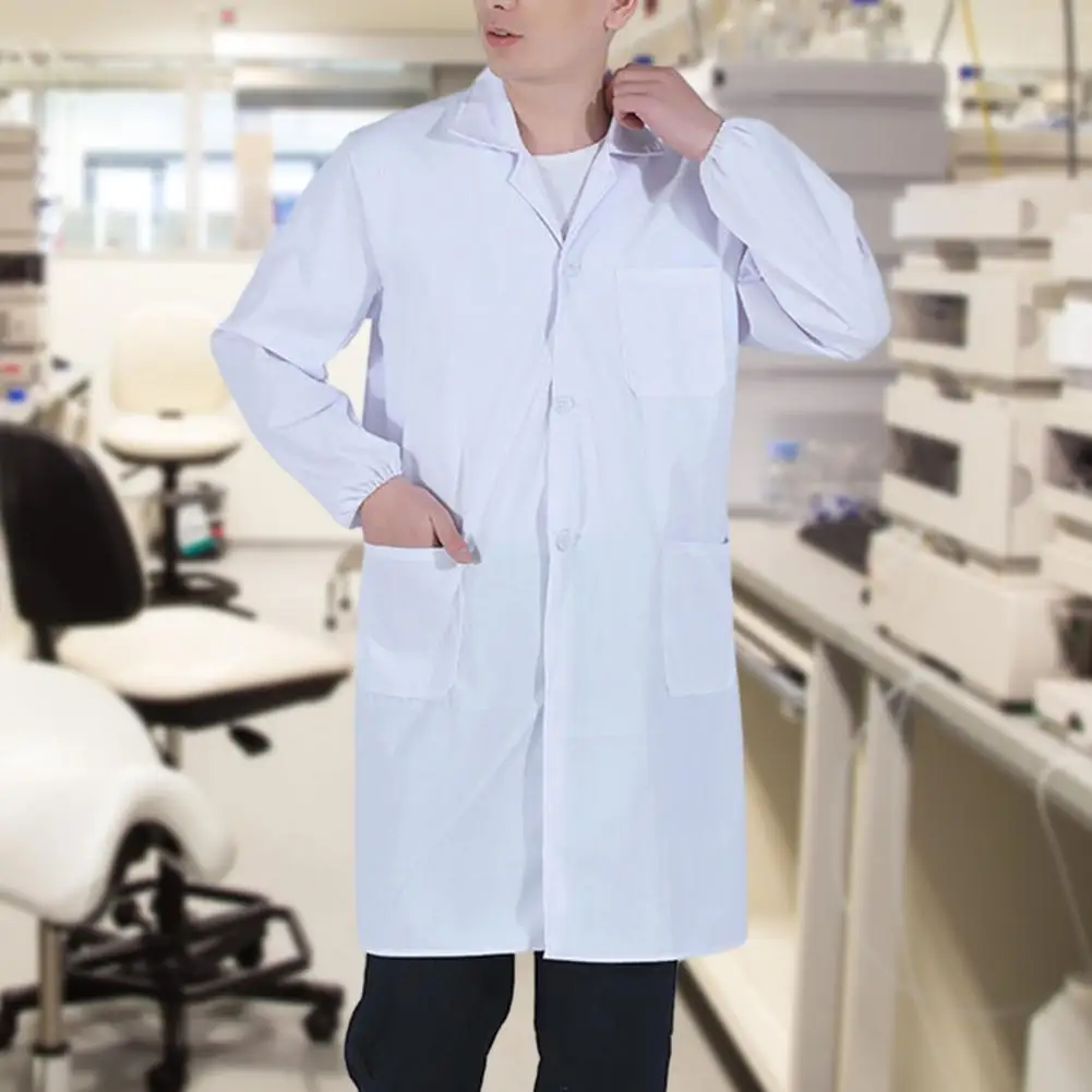 Professional White Coat Wrinkle-resistant Lab Coat Versatile Unisex Gender-specific White Lab Coats with Buttons for Students