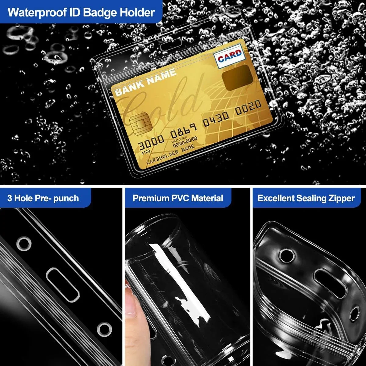 10 قطعة حامل بطاقة الهوية الشفافة مقاوم للماء حامل بطاقات الهوية شارة مختومة حماية المستندات اللوازم المدرسية ممرضة الملحقات #5