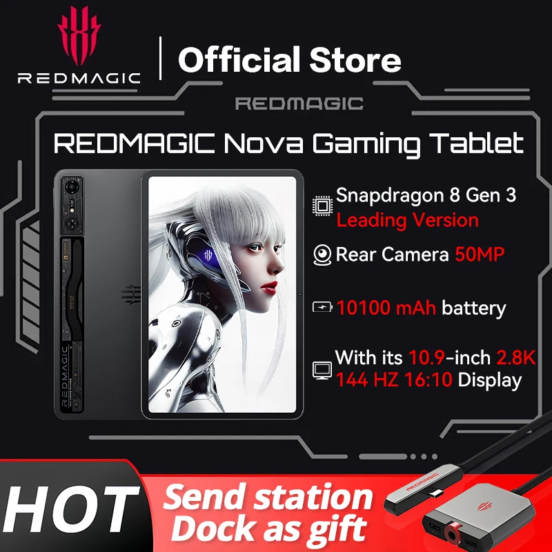 Tablet Gaming Redmagic Nova Versi Global Baru 10.9 "Snapdragon 8 Gen 3 Versi Terkemuka 10100MAh 50MP Termasuk Pengisi Daya